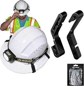 Hard Hat Clips for Headlamp - Universal Full Brim Hard Hat Light Clips, Heavy-Duty Hard Hat Accessories for Wide Brim, Secure Hard Hat Clip for Goggles & Helmets