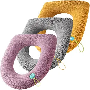 Luxshiny 3Pcs Washable Toilet Seat Cover Pad Set Thick Knitted Warm Toilet Cushion Soft and Removable for Home Use for Winter Fits Standard