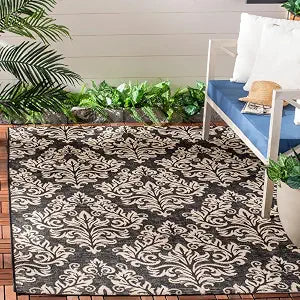 SAFAVIEH Washable Rug Outdoor Courtyard Collection - 2'3" x 6'7" Runner, Black & Cream, Non-Shedding & Easy Cleaning, Ideal for Patio, Entryway, Mudroom, Hallway, Kitchen (CY6930-26)