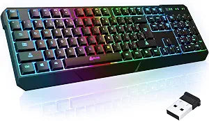 KLIM Chroma Quiet Keyboard, Wired Gaming, US QWERTY, Chromatic RGB Lighting