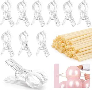 RELBRO Spring Clamps with Long Balloons Set, 3.5 Inch, Clear, 110 Pcs