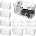 6 Pack Clear PVC Storage Organizer Bins, Wall Mounted Adhesive Baskets for Cabinet Door, Kitchen, Bathroom & Pantry Organization