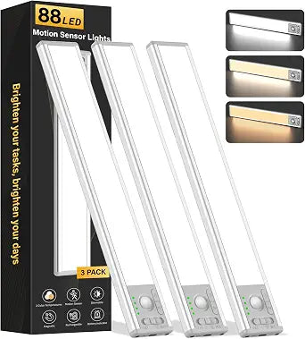 10.5in Rechargeable Under Cabinet Light, 2200mAh Motion Sensor Light,3 Pack