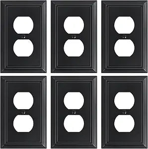6-Pack Natural Bamboo Fiber Duplex Outlet Cover Plate, Durable Wall Plate