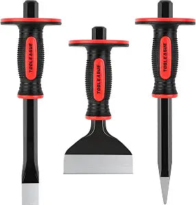 TOOLEAGUE 3Pcs Heavy Duty Masonry Chisel Set with Hand Protection