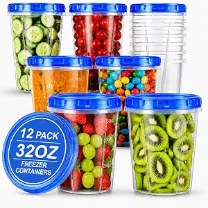 RFAQK Freezer Storage Containers-12 Pack 32 OZ Soup Containers with Lids