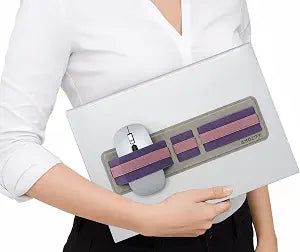 AMOZIFY Space-Efficient Anti-Slip Organizer, Mouse Holder for Laptop Stick On, 3-Slot Band Laptop Pocket Adhesive | Hard Drive Holder (Purple-Pink)