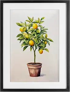 Citrus Tree Botanical Kitchen, 14 x 20 Inch Framed Print Under Glass