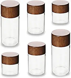 6-piece mini glass sealed container set, sizes 10ml, 20ml, 30ml