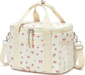 BTOOP Insulated Lunch Box for Women, Cute Leakproof Lunch Tote, Large Capacity Aesthetic Lunch Bag Girls with Shoulder Strap for Work, School, Picnic Pink Bow Floral