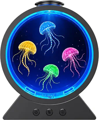 Jellyfish Lamp, 7-Color Sensory Calming Night Light for Bedroom, Black