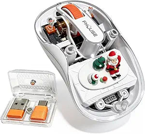 FMOUSE Transparent Wireless Mouse, Tri-Mode Bluetooth & 2.4GHz, White