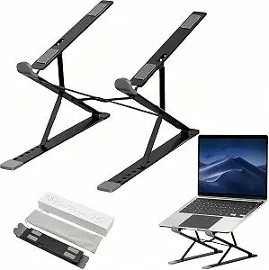 Laptop Stand for Desk, Adjustable Computer Riser with Dual Layer, Portable Foldable Aluminum Notebook Stand Holder Compatible with 13.3-17.3 inch MacBook Dell HP Lenovo, Black
