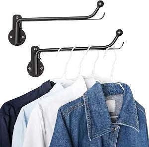 Mkono Wall Mounted Drying Rack Laundry Hook with Swing Arm Valet Rod 2 Pack