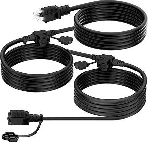 K KASONIC Outdoor Extension Cord 25 FT, Evenly Spaced 3 Outlets, Black