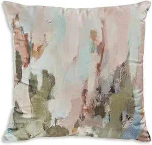 Signature Design by Ashley 20x20 Velvet Accent Throw Pillow, Pink and Green