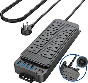 16 in 1 Surge Protector Power Strip, with 10 AC 6 USB, 1250W, Power Switch