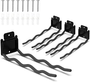 HUHOLE 4 Pack 12 Inch Wave Garage Hooks Wall Mount Hangers