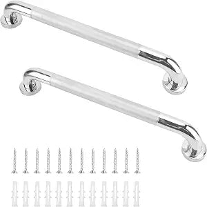 2 Pack 16 Inch Anti Slip Shower Grab Bar, 304 Stainless Steel 1.25" Diameter Anti-Slip Handicap Grab Bar, Satin Brushed Nickel Knurled