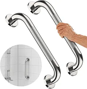 12 Inch Chrome Grab Bar, 2 Pack Knurled Grab Bars for Bathroom