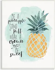 Pineapple Illustration, 10 x 15 Inch Mounted Print on Wall Plaque
