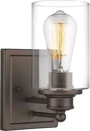 Bathroom Vanity Light, HWH 1 Light Wall Sconce Lamp Over Mirror, Farmhouse Wall Vanity Lighting in Oil-Rubbed Bronze Finish, 5HLT63B ORB
