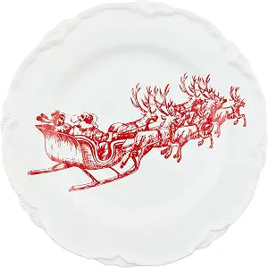 Mud Pie Christms Dessert Plate, Sleigh, 8" dia