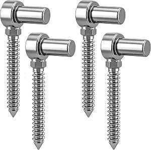 Coloch 4 Pack Stainless Steel Gate Hinges for Farm Fence, One Piece Molding Lag Screw Eye Hinges M16 Heavy Duty Pin Hinge Bolts Fit 5/8 Pin for Wood Fence, Garden, Barn Doors