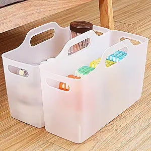 2 Pack Fridge Organizer Bins with Handle, PP Plastic Organizers