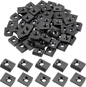 100 Pack 15 Series 5/16"-18 Slide in Economy T-nut, Threaded Steel Standard Slide in T-nut T-Slot Nuts Accessory Black Galvanized for Aluminum Extrusion T Slot Track DIY UNC Threaded