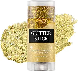 Gold Face and Body Glitter Stick, Holographic Sparkling Neon Outfit Singer Concert Music Rave Festival Color Party Accessories Glitter Makeup.