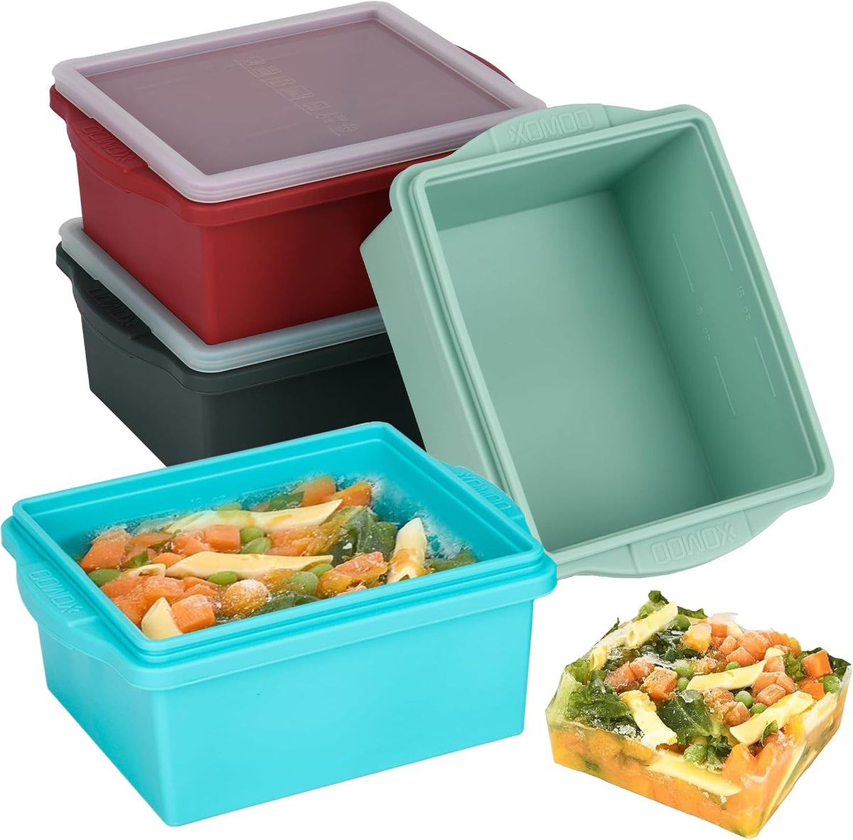 2â€‘Cup Silicone Freezer Trays with Lids, Silicone freezer molds, 4 Pack