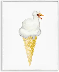 Duck Ice Cream Cone Animal Print, 16 x 20 Inch Framed Gicle Print