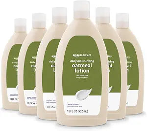 Amazon Basics Daily Moisturizing Oatmeal Body Lotion, Fragrance Free, Non-Comedogenic, Soothing Skin Protectant Moisturizer, 18 Fl Oz (Pack of 6) (Previously Solimo)