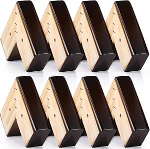 Geelin 4 Pack 1 Inch Wood Furniture Risers L-Shaped Bed Riser, Walnut Color