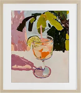 Tropical Summer Cocktail Still Life, 13 x 16 Inch Framed Print Under Glass