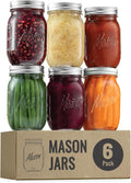 Regular Mouth 16 Oz Mason Jars with Lids, 6 Pack Pint Canning Jars