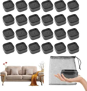 Tefola Furniture Risers Adjustable Bed Risers Stackable Heavy Duty Lifts Square Bed Raising Blocks Desk Leg Risers for Sofa Couch Chair Table Mattress Black with Storage Bag (24, Black)