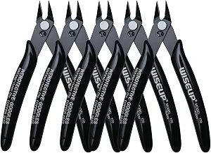 WISEUP 5pcs Small Wire Cutters, 170 Micro Flush Cutter Side Zip Tie Cutter