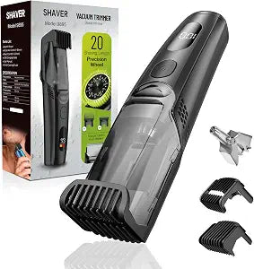 Vacuum Beard Trimmer for Men, Rechargeable Electric Mens Beard Trimmer