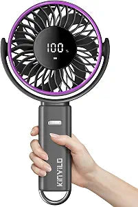 6.5" Large Handheld Fan, Powerful Portable Fan for Travel, Gray