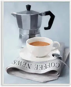 Espresso Coffee Newspaper Kitchen, 11 x 14 Inch Framed Gicle Print
