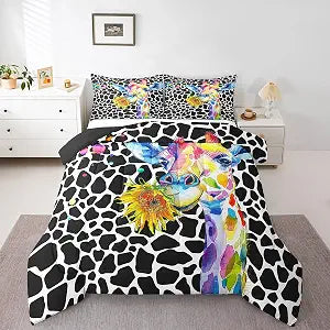 Erosebridal Rainbow Giraffe Comforter Set Twin Size 2 Piece Bedding Set