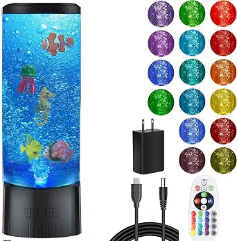 COLORLIFE Sensory Bubble Tube Table Lamp  Extra Large 5.5-Inch Diameter, Calming Aquarium Effect with Lifelike Fish, Ideal Gift for Autism & Anxiety Relief, Kids Room, Sensory Room, Bedroom, Office
