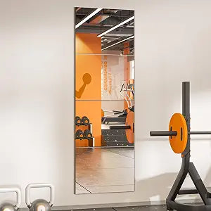 TRAHOME Wall Mirror Tiles, 16"x12"x4PCS Full Length Home Gym Mirror