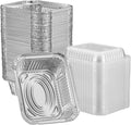 GUSTO 1 lb Disposable Aluminum Foil Takeout Pans with Clear Dome Lids, 5" x 4" - [100 Count] Great for Baking, Cooking, Storage, and Freezing (Formerly Comfy Package)