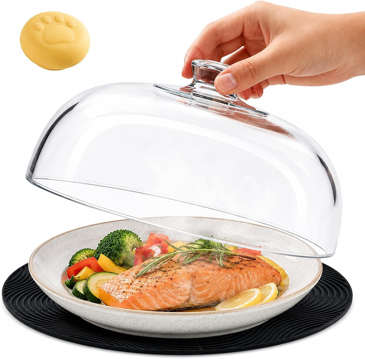 One-Piece All-Glass Microwave Splatter Cover, 10 Inch, Extra-Tall