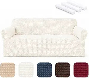 Sofa Slipcover - Sofa Cover 1 Piece Easy Fitted Sofa Couch Cover Universal High Stretch Durable Furniture Protector for 3-seat Sofa with Country Style