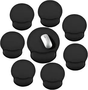 8 Pack Black Ergonomic Mouse Pad with Wrist Rest Support, Round Gaming Mousepad with Smooth Surface & Non-Slip Rubber Base for Computer, Laptop, Office, Comfortable Memory Foam for Wrist Cushion