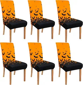 Roszwtit Halloween Bats Chair Covers Set of 6 for Dining Home Party Decor